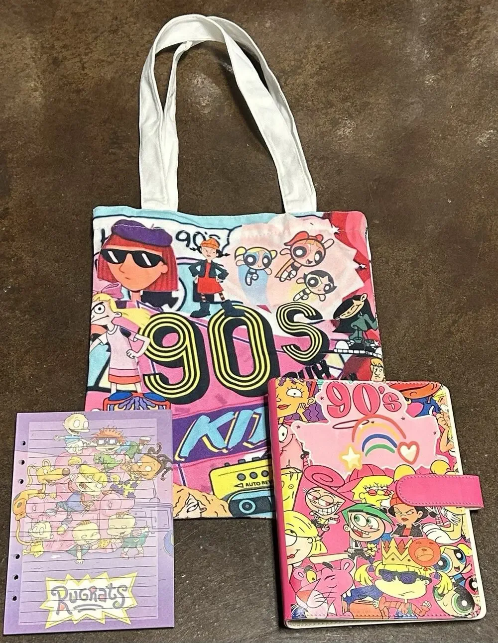 90’s Retro Rugrats A5 Binder w/ Printed Stationery paper & Tote